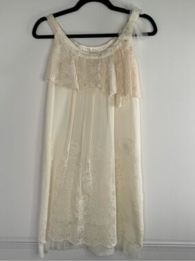Hanii Y Ivory Silk Lace Sleeveless Dress Size 38